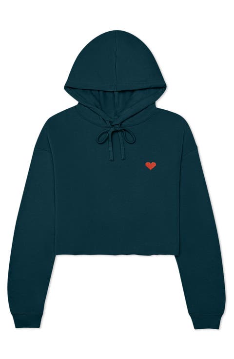 Pixel Heart Cropped Hoodie