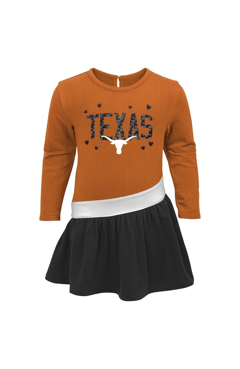 Outerstuff Girls Preschool Texas Orange Texas Longhorns Heart to Heart French Terry Dress, Alternate, color,
