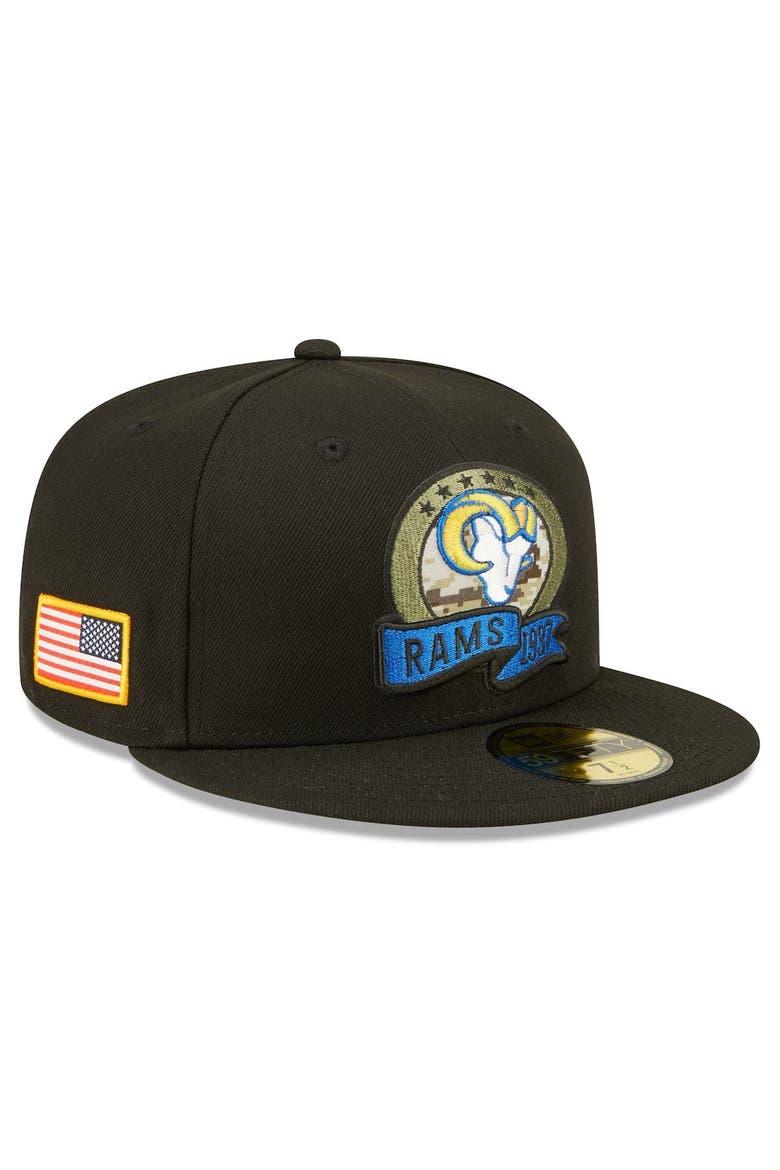 Men's New Era Black Los Angeles Rams 2022 Salute To Service 59FIFTY Fitted Hat, Main, color, Black