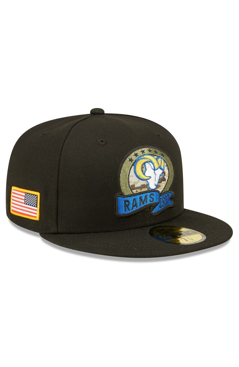 New Era Men's New Era Black Los Angeles Rams 2022 Salute To Service 59FIFTY Fitted Hat, Main, color, 