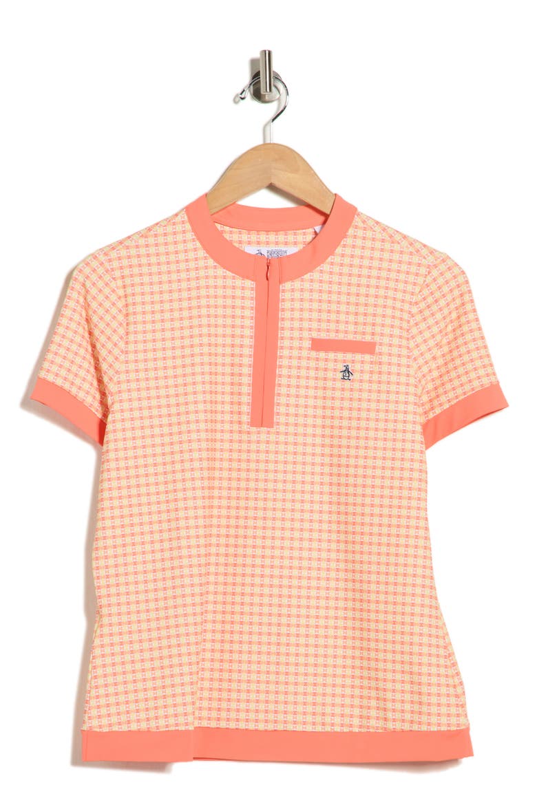Pete's Bow Tie Colorblock Quarter Zip Golf Polo, Alternate, color, CORAL QUARTZ
