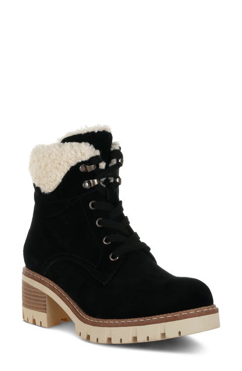 Madoka Water Resistant Lace Up Leather Bootie