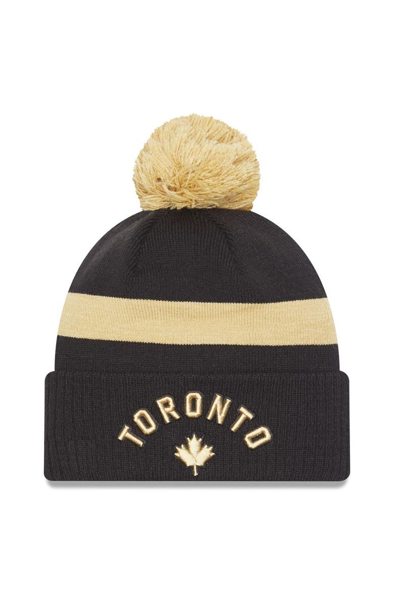 New Era Men's New Era  Black Toronto Raptors 2022/23 City Edition Official Cuffed Pom Knit Hat, Main, color, 