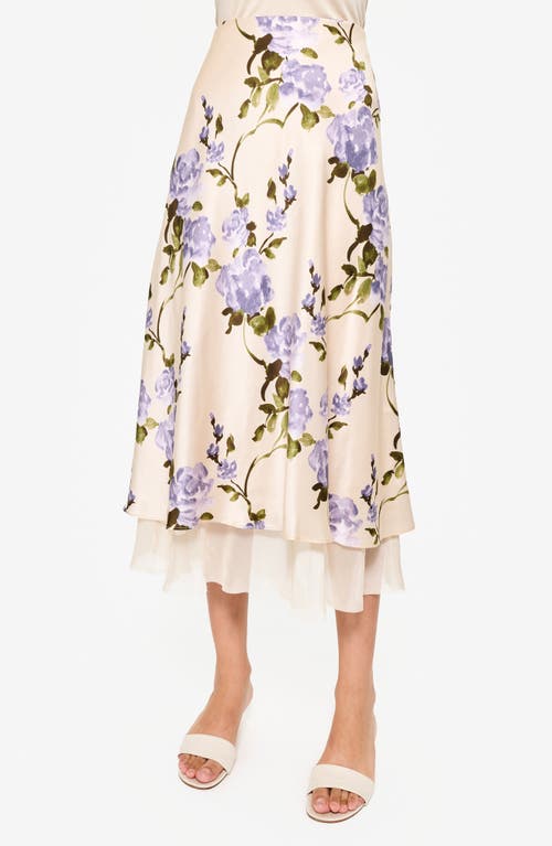 Cami Nyc Genoa Silk Chiffon-trimmed Midi-skirt In Moonflower Watercolor In Moonflower Watercolor
