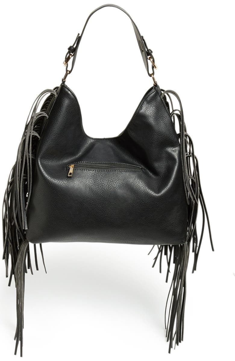 Sole Society 'Remy' Fringe Faux Leather Hobo, Alternate, color,