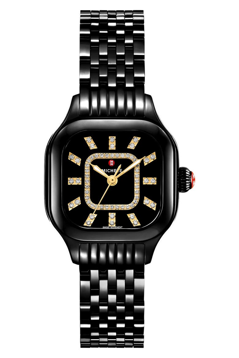 Meggie Noir Diamond Dial Bracelet Watch, 29mm, Main, color, BLACK