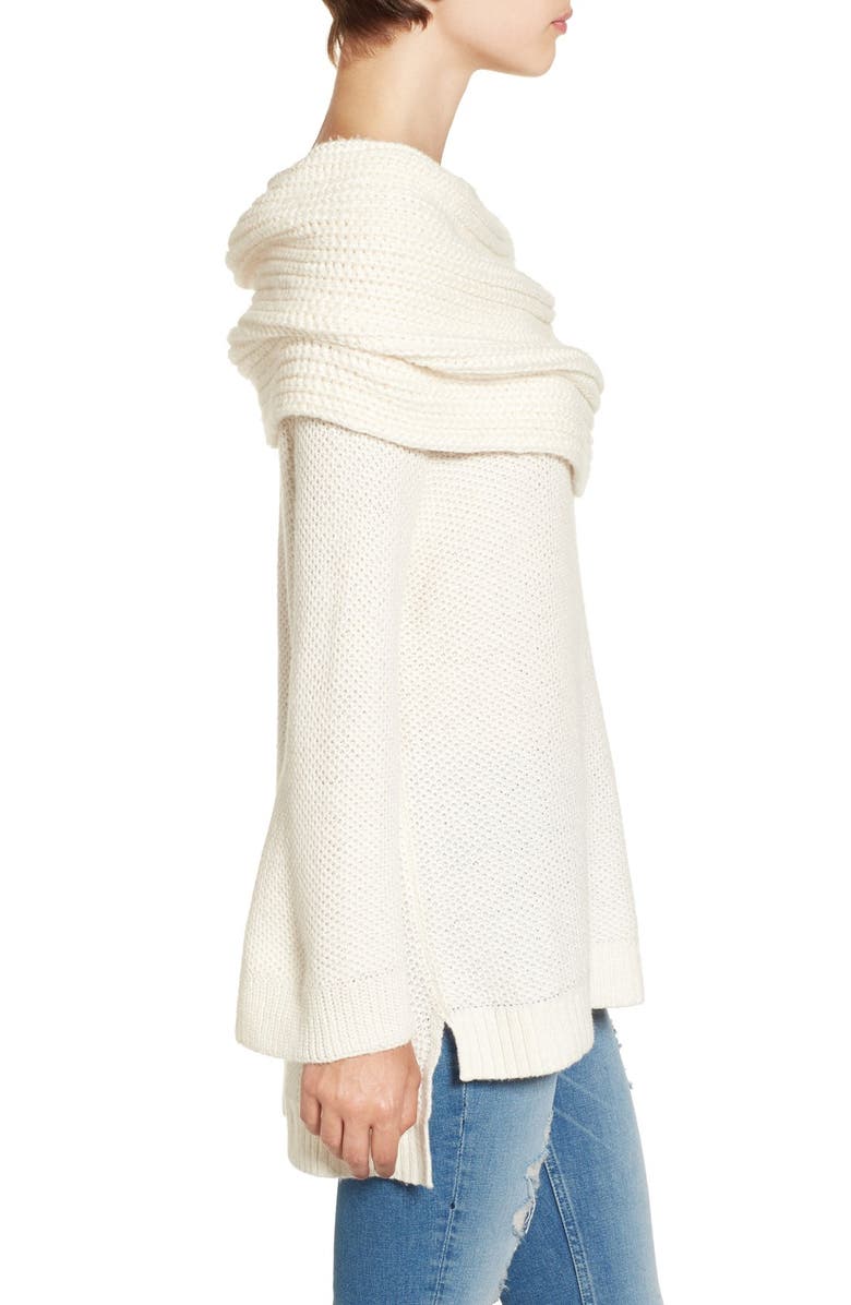 Sun & Shadow Cowl Off the Shoulder Sweater, Alternate, color, Ivory Eggnog