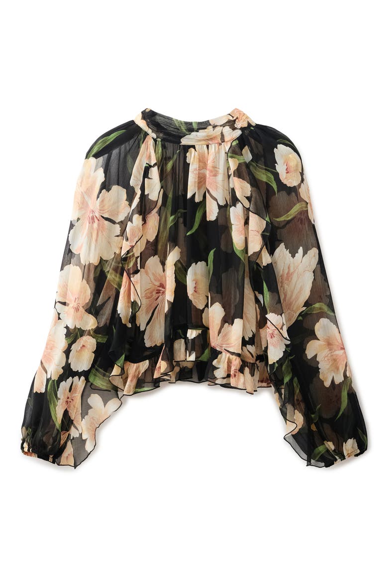 Floral Semisheer Top, Alternate, color, BLACK