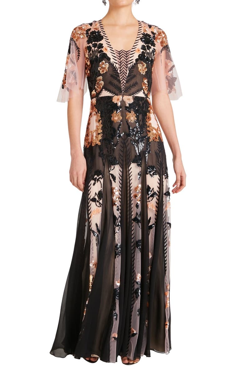 Temperley London Gilded Gown, Main, color, Almond