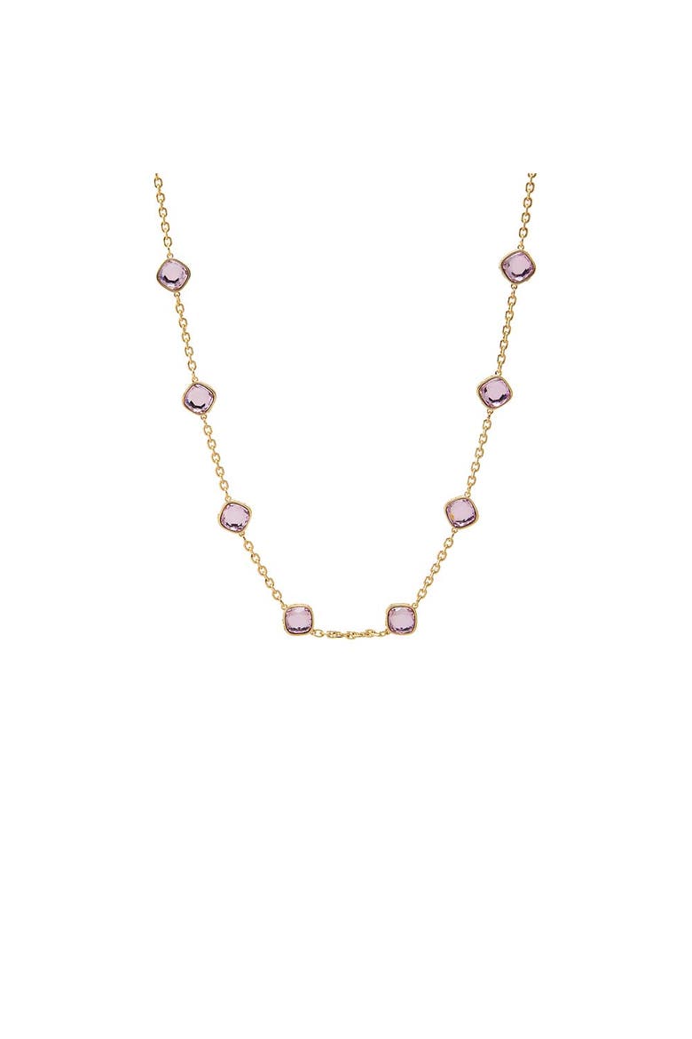 Colored CZ Square Bezel Necklace, Main, color, Light Green