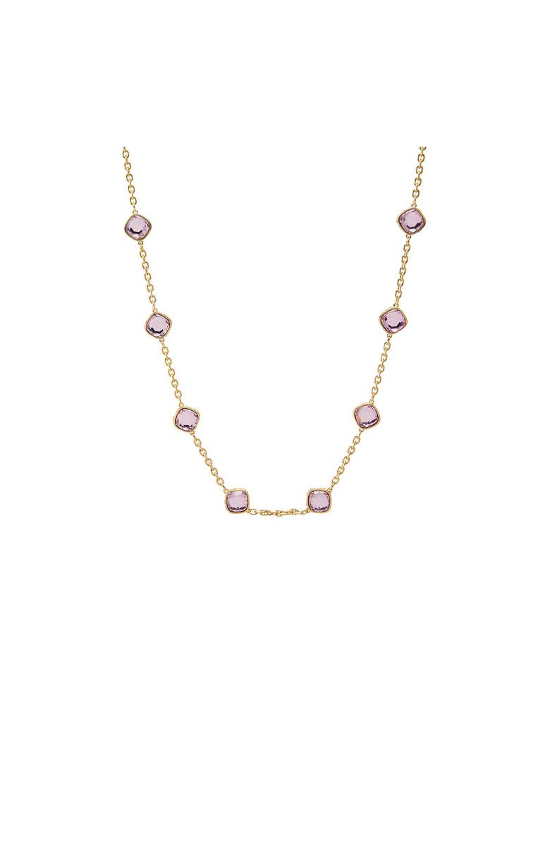 BY ADINA EDEN Colored CZ Square Bezel Necklace, Main, color, Light Green