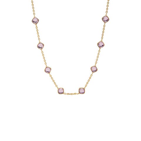 Colored CZ Square Bezel Necklace