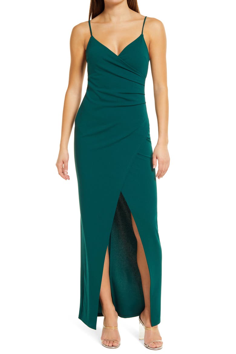 Sweetest Admirer Ruched Gown, Main, color, HUNTER GREEN