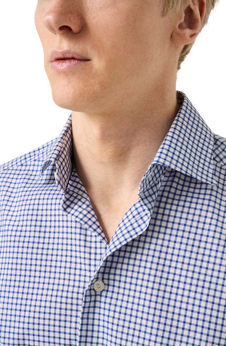 Eton Slim Fit Check Cotton Dress Shirt, Alternate, color, Medium Blue