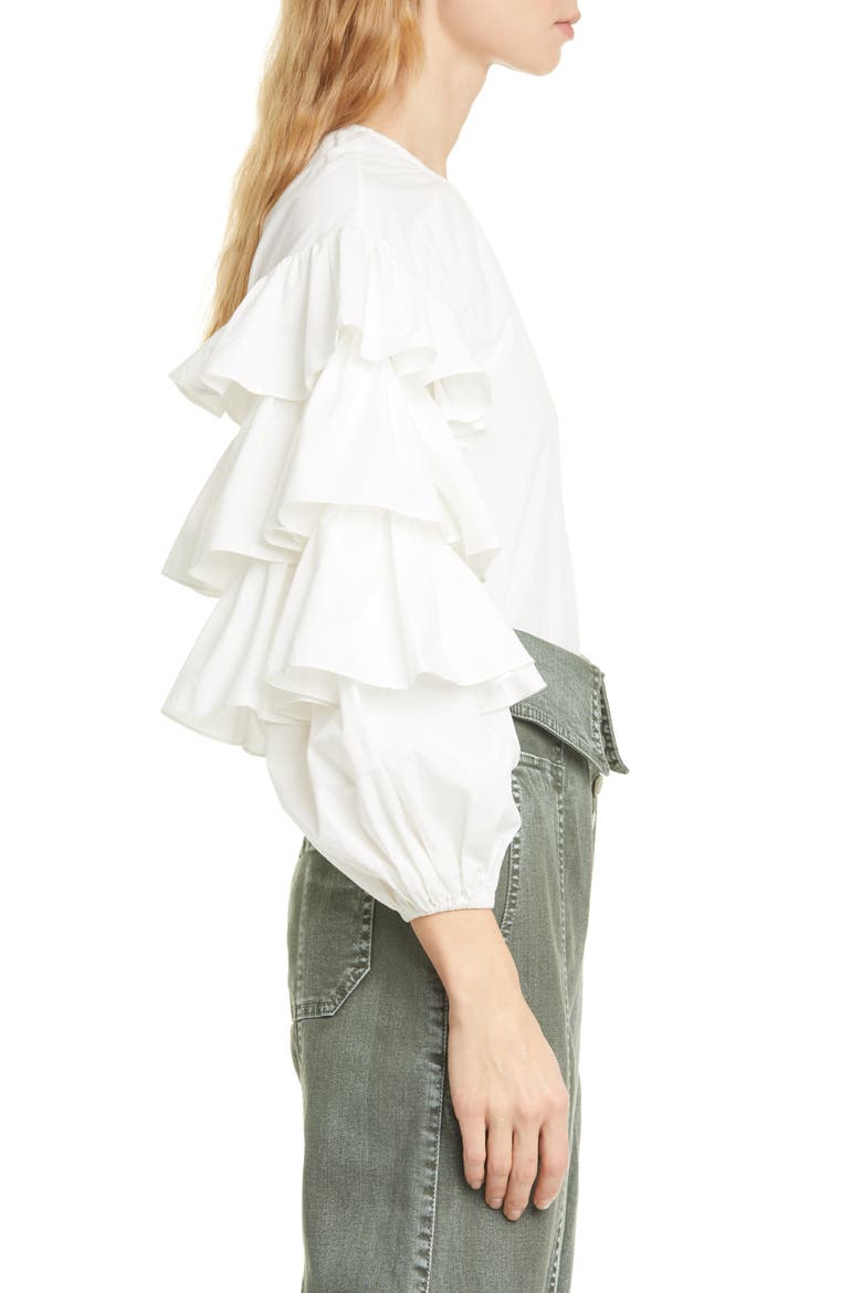 Tulia Ruffle Sleeve Blouse, Alternate, color, BLANC