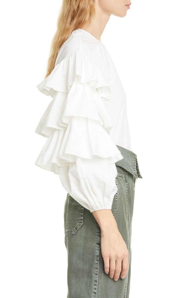 Ulla Johnson Tulia Ruffle Sleeve Blouse, Alternate, color,
