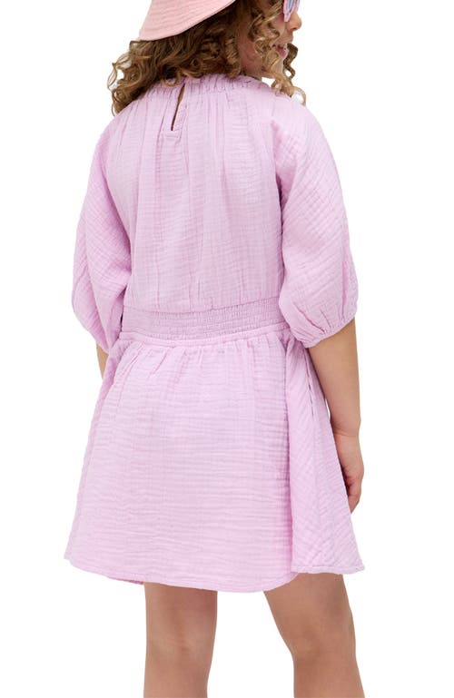 Raffya Kids Soipoi Ruched V-neck Dress In Purple