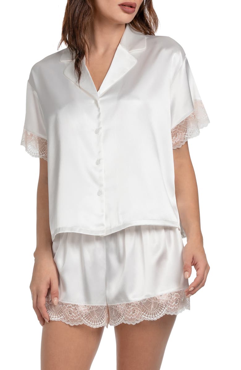 In Bloom by Jonquil Janelle Lace Trim Satin Pajamas, Main, color, 