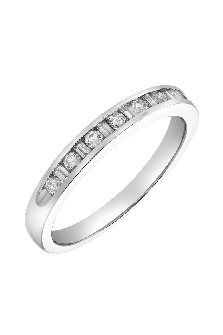 Solara 14K Gold Round Diamond Studded Stackable Band Ring - 0.26cts, Alternate, color, 14K White Gold