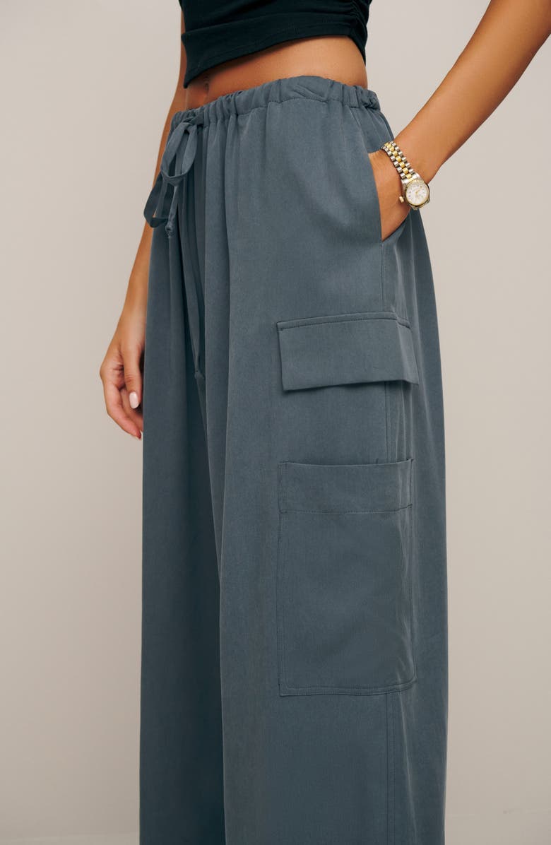 Reformation Ethan Tie Waist Twill Cargo Pants, Alternate, color, 