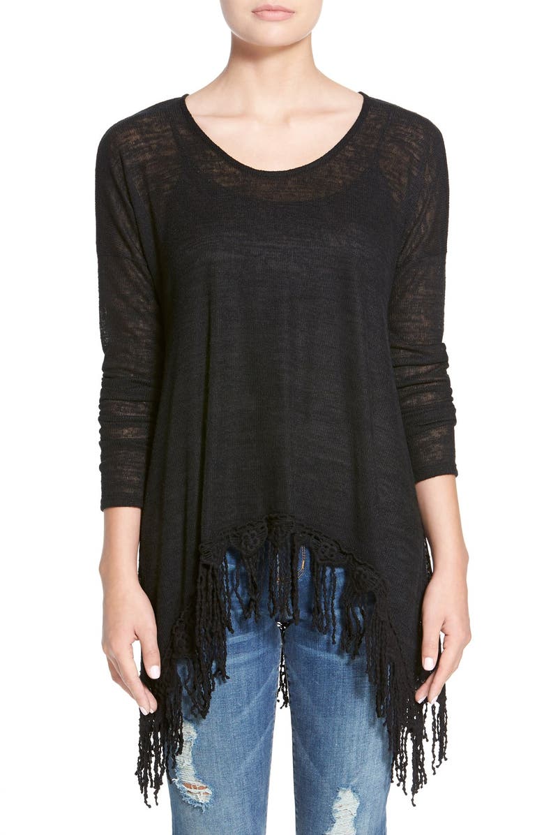 Sun & Shadow Fringe Trim Tunic, Main, color, 