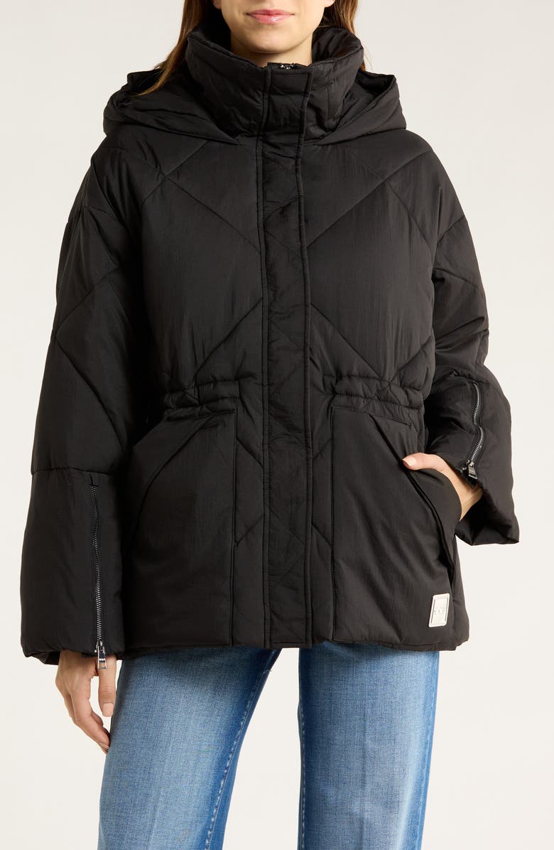 OOF WEAR Quilted Water Repellent Hooded Jacket, Alternate, color, Nero