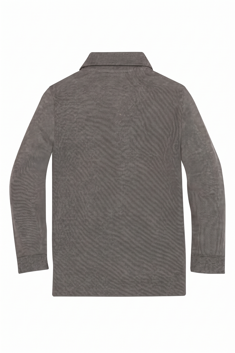 Kids' Organic Cotton Long Sleeve Pique Polo, Alternate, color, Dark Gray Heather