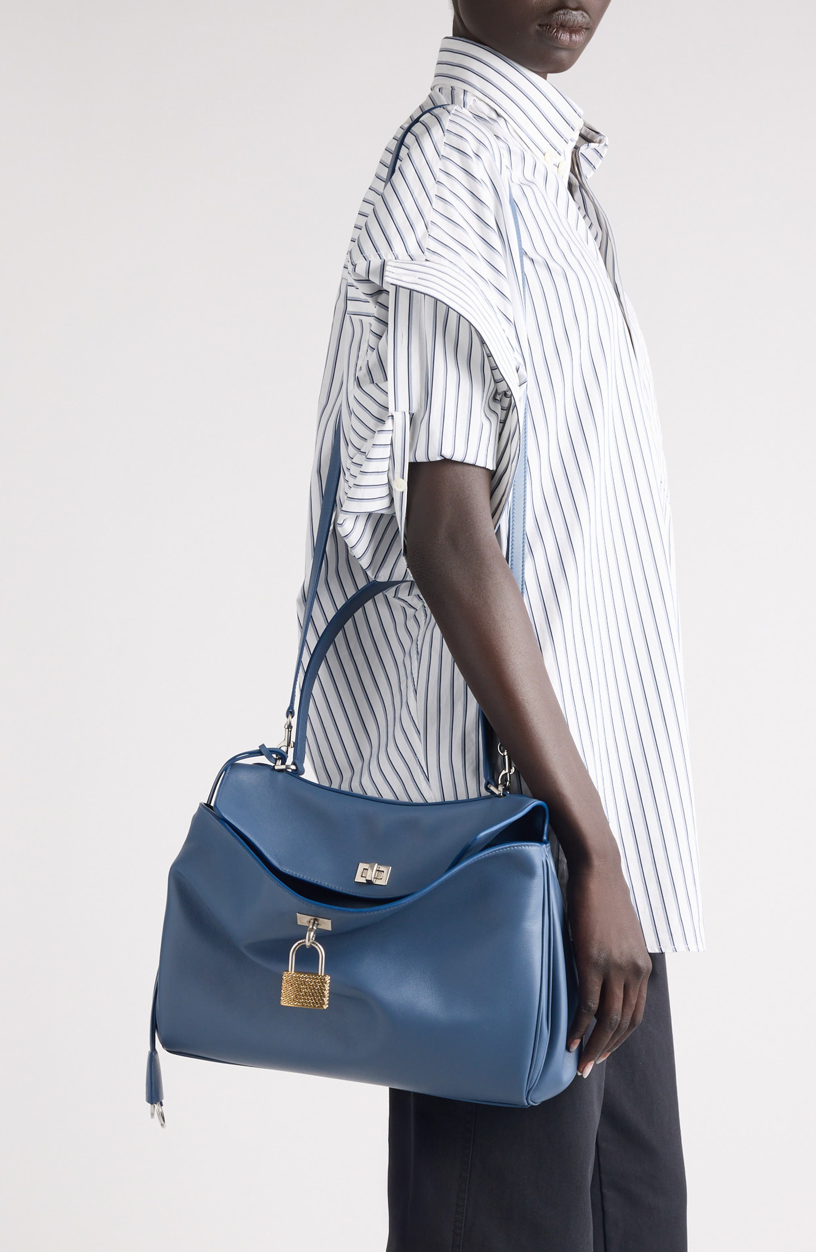 Medium Rodeo Leather Handbag, Alternate, color, 4243 FADED DARK BLUE