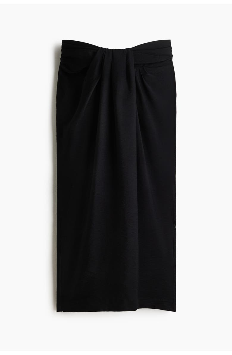 H&M Twist-detail Skirt, Alternate, color, Black