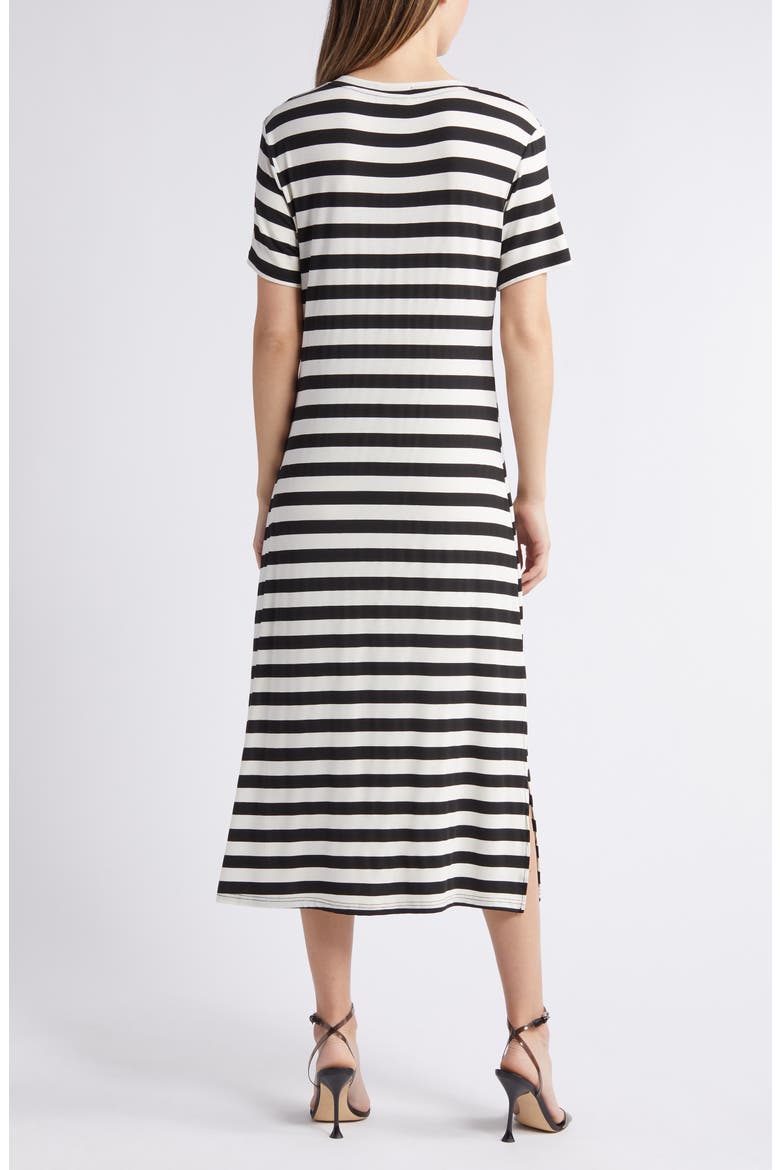 Lydia Stripe Midi T-Shirt Dress, Alternate, color, BLACK/ WHITE