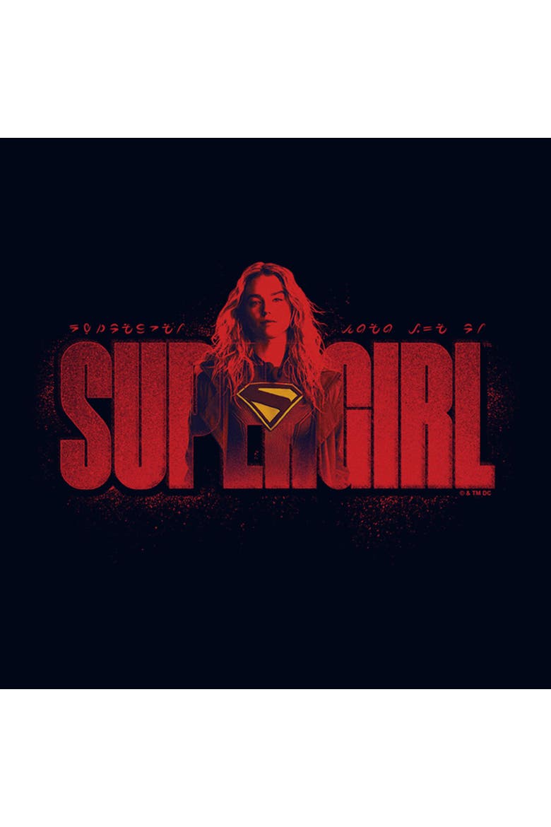 Girls Supergirl Kara and Kryptonese T Shirt, Alternate, color, Navy Blue