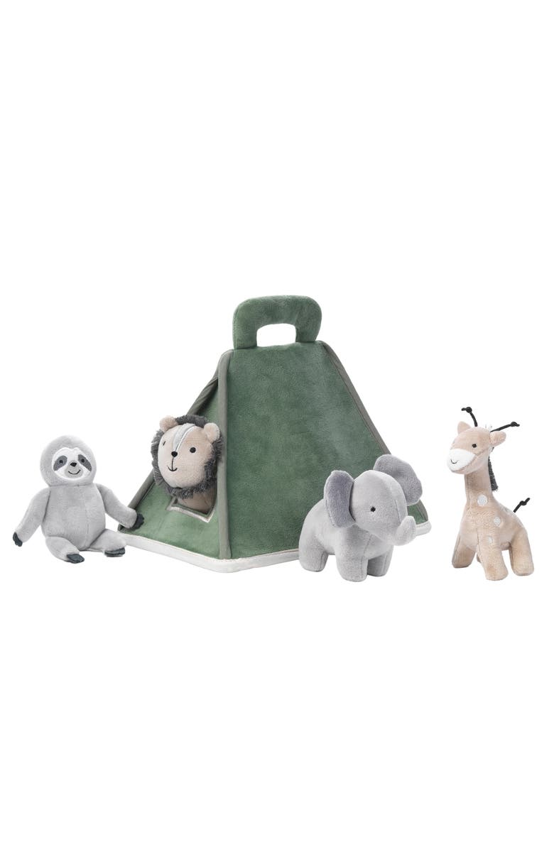 Lambs & Ivy Interactive Plush Safari/Jungle Tent with Stuffed Animal Toys, Alternate, color, Green
