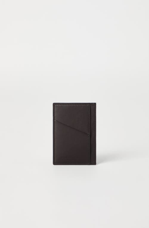 Brunello Cucinelli Calfskin Card Case In Brown