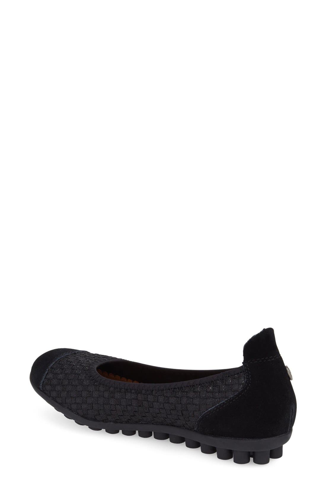 'Bella Me' Woven Flat, Alternate, color, BLACK METALLIC FABRIC