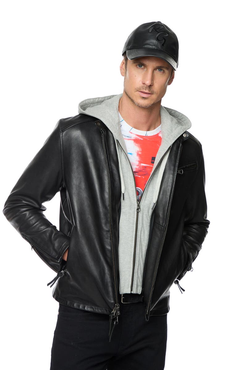 Robert Graham Chet Leather Jacket with Removable Hooded Bib, Alternate, color, 