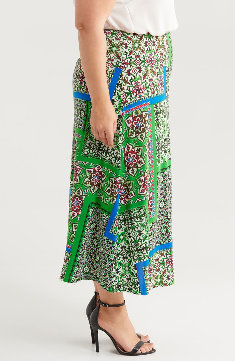 24seven Comfort Apparel Scarf Print Jersey Maxi Skirt, Alternate, color, 