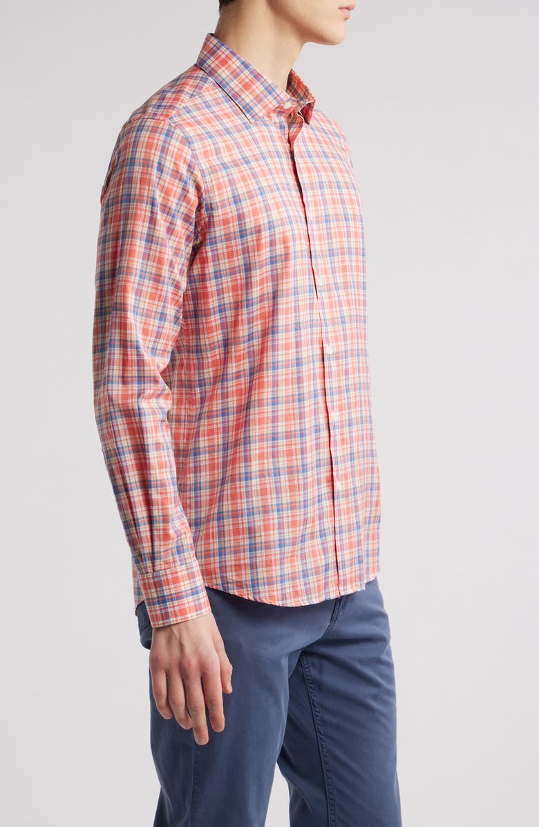 Scott Barber Retro Plaid Cotton Voile Button-Up Shirt, Alternate, color, 