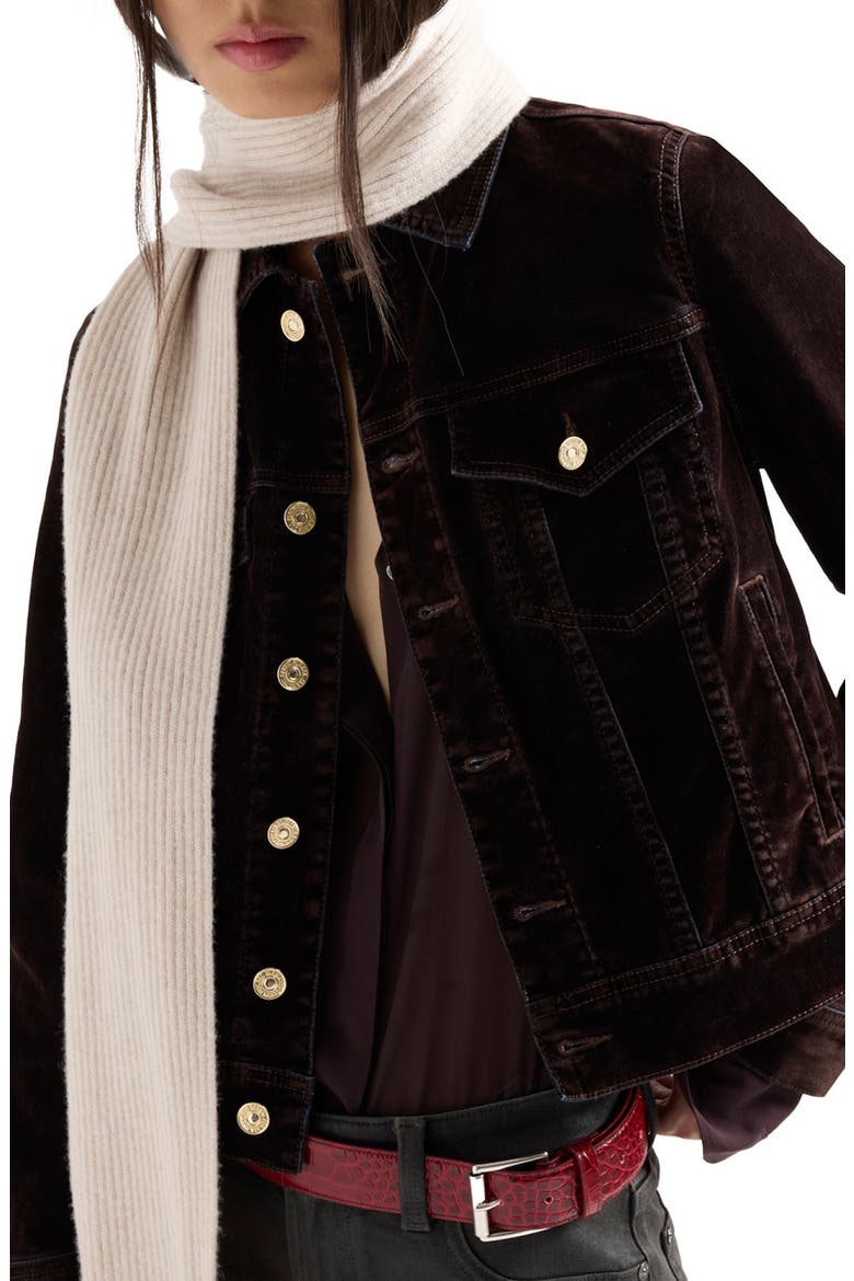 Adi Flocked Trucker Jacket, Alternate, color, FLOCK BROWN