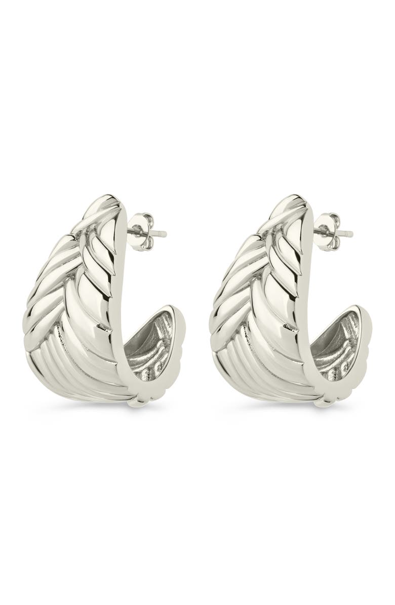 Sterling Forever Ellis Braided Hoop Earrings, Alternate, color, Silver