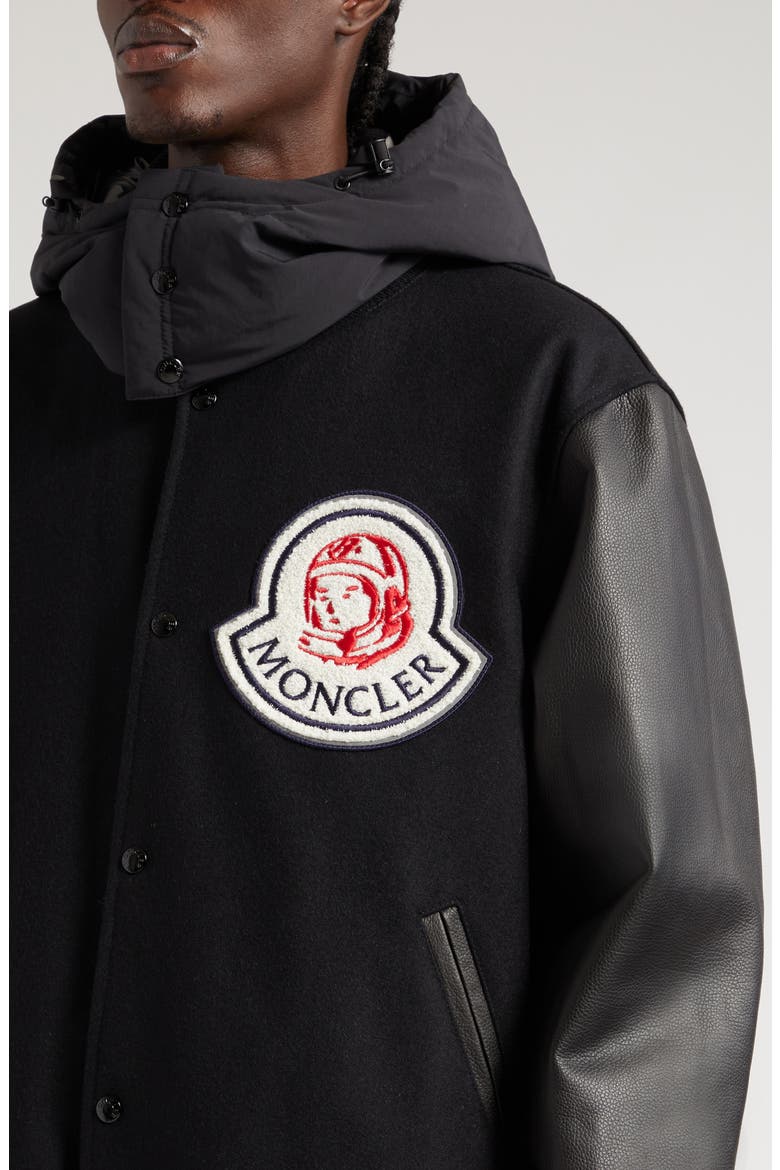 x Billionaire Boys Club Durnan Leather & Virgin Wool Blend Bomber Jacket, Alternate, color, BLACK