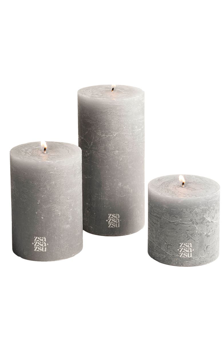 Zsa Zsa Zsu Deurne Pillar Candle 7 In, Alternate, color, Grey