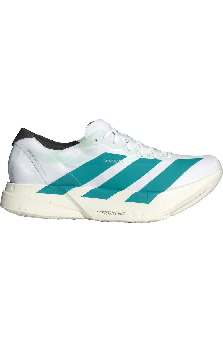 adidas Gender Inclusive Adios 9 Pro 4 Running Sneaker, Alternate, color, White/ Pure Teal/ Carbon