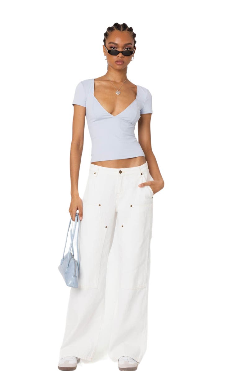 EDIKTED Katia V-Neck Top, Alternate, color, Light Blue