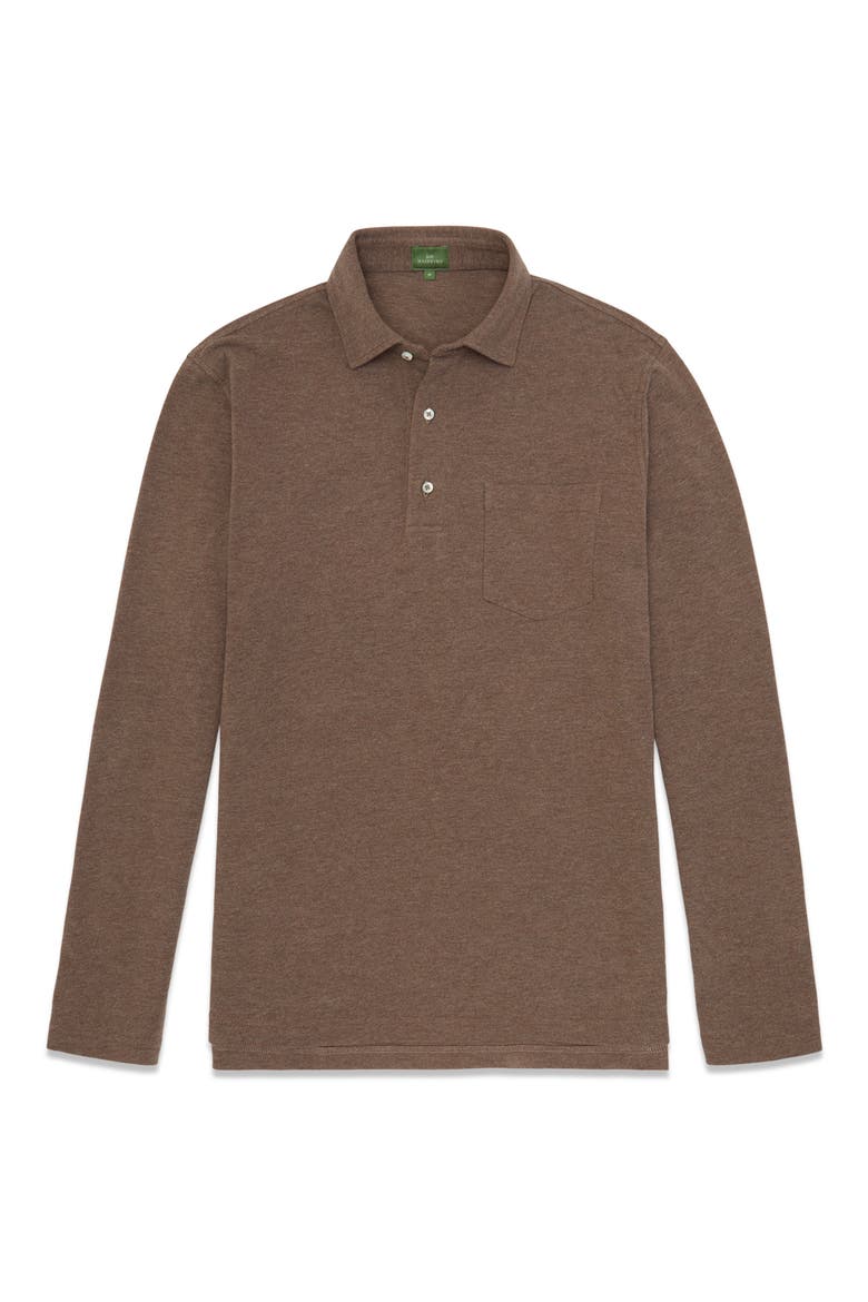 Pima Cotton Long Sleeve Polo, Alternate, color, HEATHER OAT PIQUE