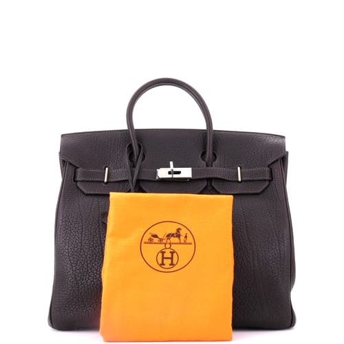 Pre-owned Hermes Hermes Hac Birkin Bag Brown Fjord With Palladium Hardware 32 In Brown