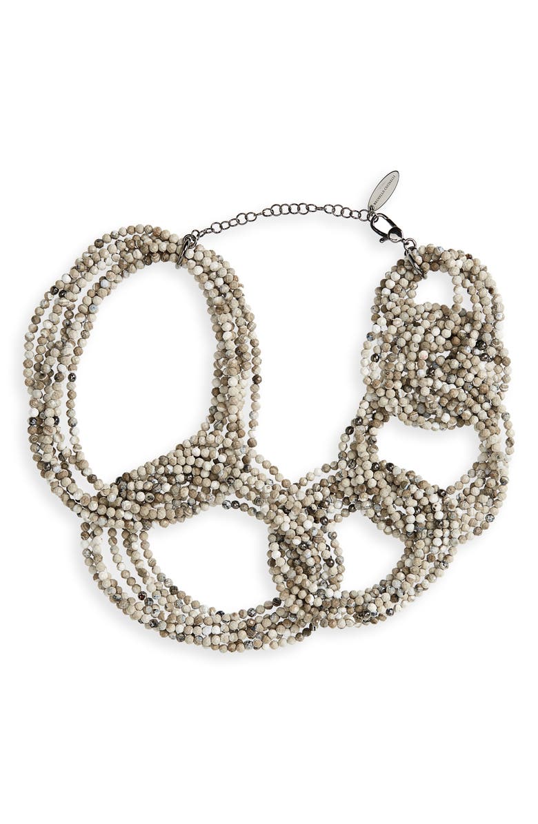 Brunello Cucinelli Agate & Monili Braided Collar Necklace, Main, color, 