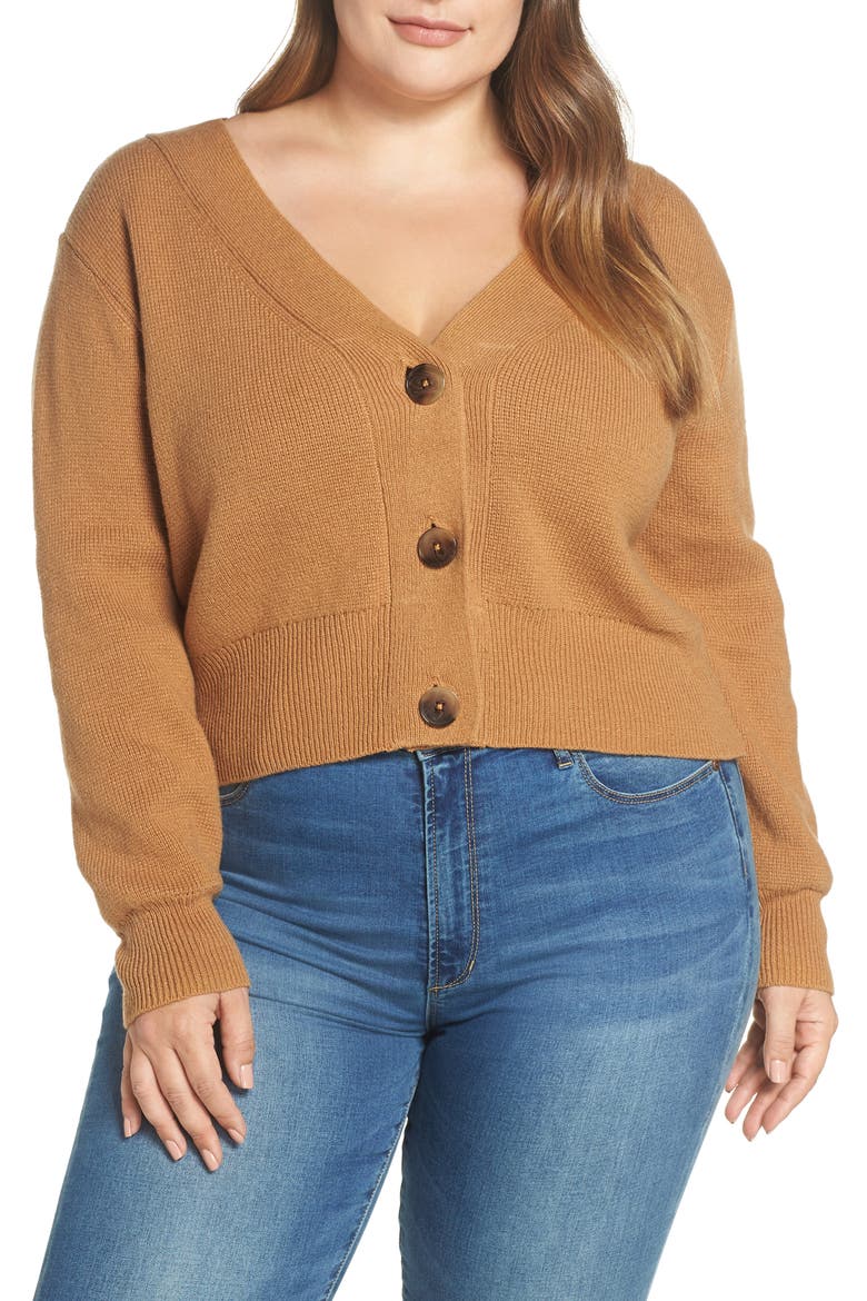 Portrait Neck Cardigan, Main, color, TAN DALE