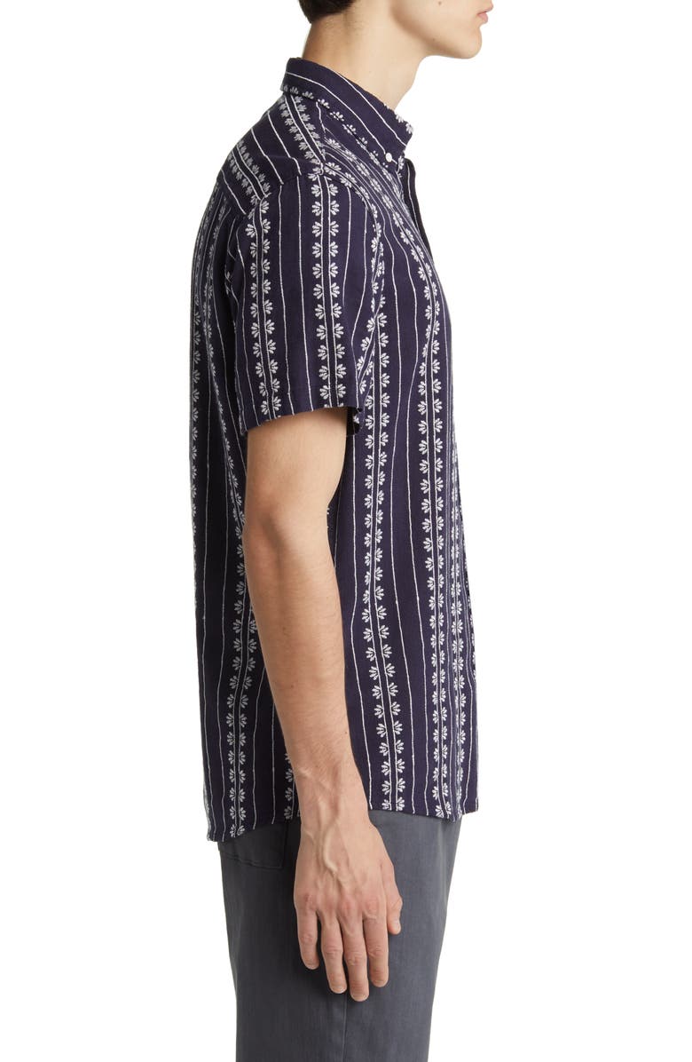 Treasure & Bond Embroidered Stripe Short Sleeve Button-Down Shirt, Alternate, color, 