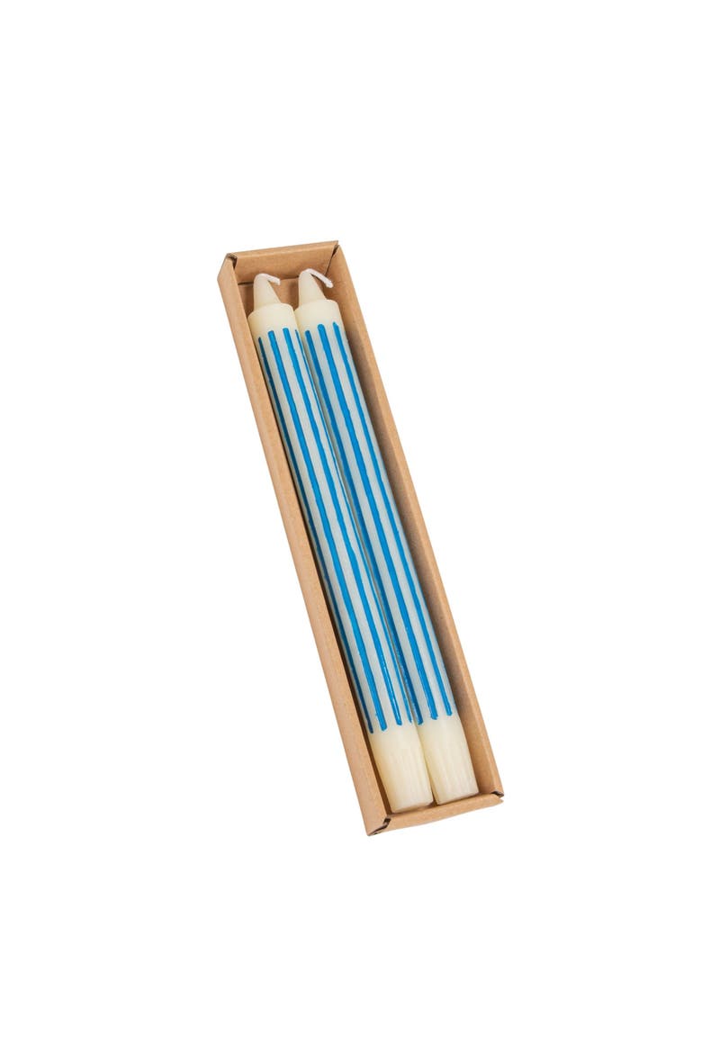 2-Piece Unscented Vertical-Striped Taper Candles, Main, color, Blue