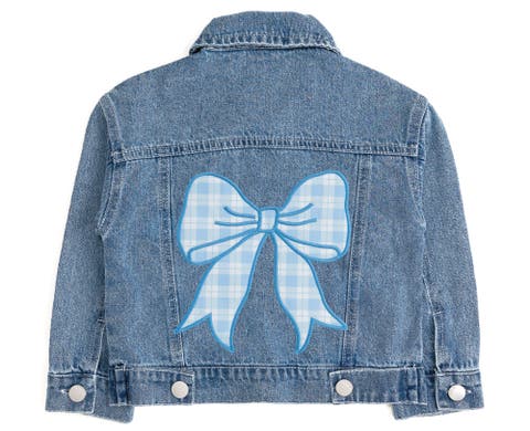 Blue Plaid Bow Patch Denim Jacket (Toddler, Little Kid & Big Kid)